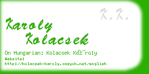 karoly kolacsek business card